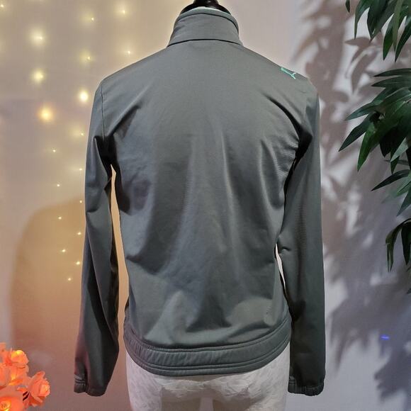 Puma Mock Neck Full Zip Track Jacket Women's Size S Gray/White Retro Activewear - Picture 3 of 13